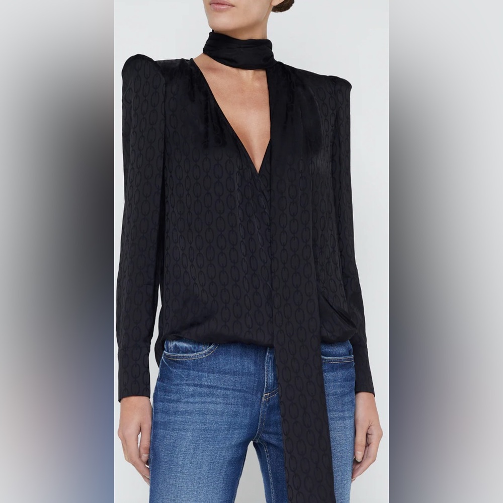L'AGENCE Cambria Tie Neck Blouse